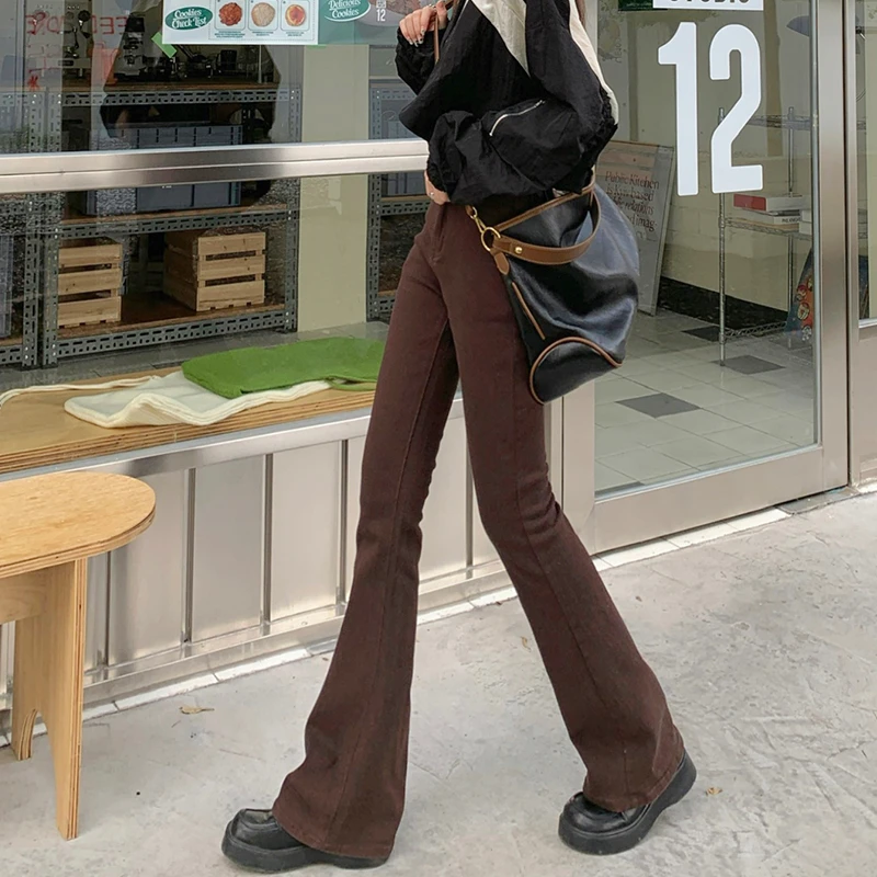 Y2K Kpop Бяла Разкроена Дънки Дамски Тънък Реколта Дънкови Панталони Корейската Мода Японски Панталони Harajuku Градинска Облекло В готически Стил С Висока Талия 
