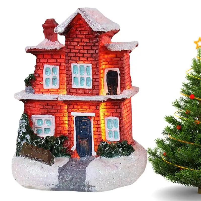 Коледен Непринуден Декор Преносим Снежна Къща Зимни село с led подсветка За коледен декор на закрито