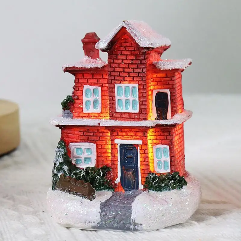 Коледен Непринуден Декор Преносим Снежна Къща Зимни село с led подсветка За коледен декор на закрито