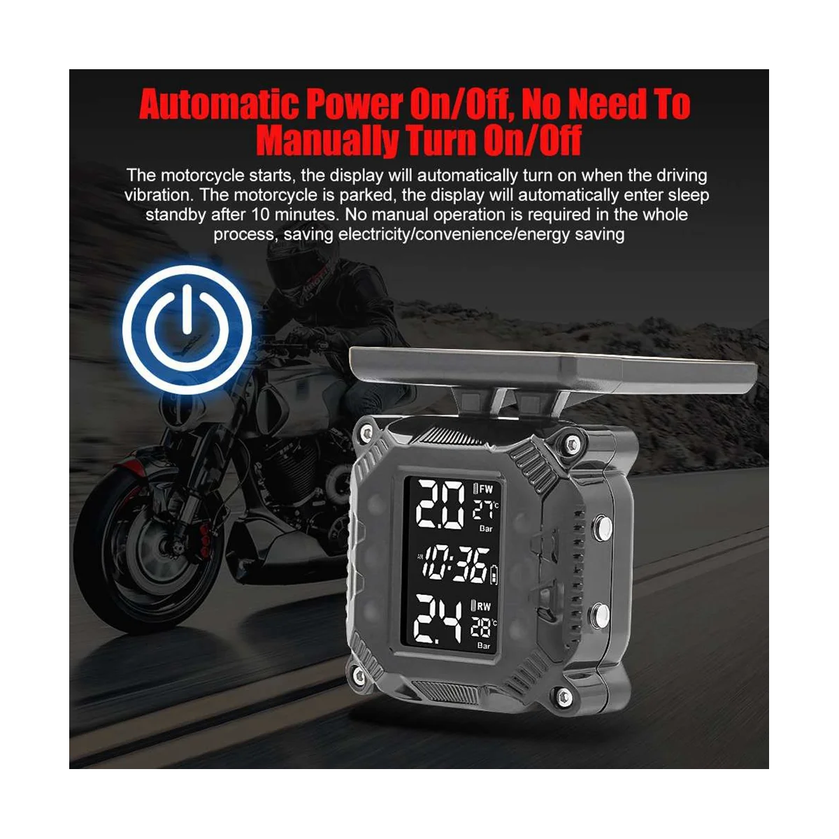 Контрол на налягането в гумите мотоциклети с дисплей, Система за контрол на откриване на гуми за мотоциклети, устойчива на високи температури