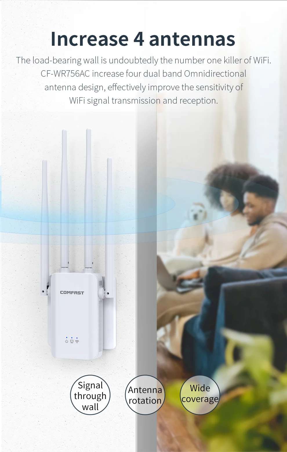 1200 Mbit/s, Безжичен Wi-Fi Ретранслатор 5 Ghz 2,4 G, 5,8 Ghz, WiFi Усилвател на сигнала на далечни разстояния, Удължител, рутер, Wlan мрежа, WiFi Repetidor