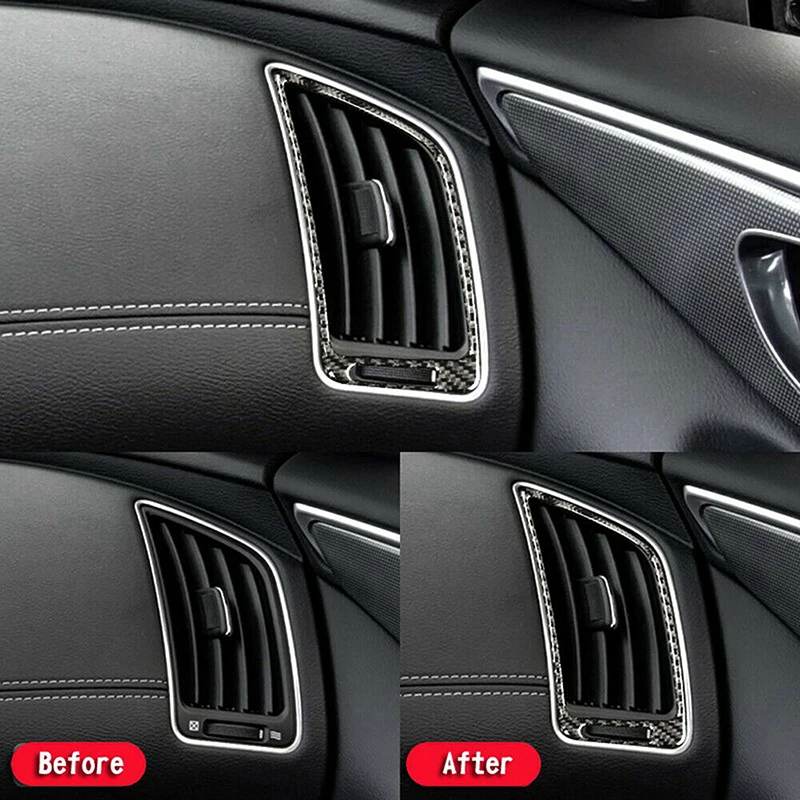 2 бр. Авто страничната климатик, Тампон на отдушник, стикер от настоящето въглеродни влакна за Infiniti Q50 Q60 2014-2019