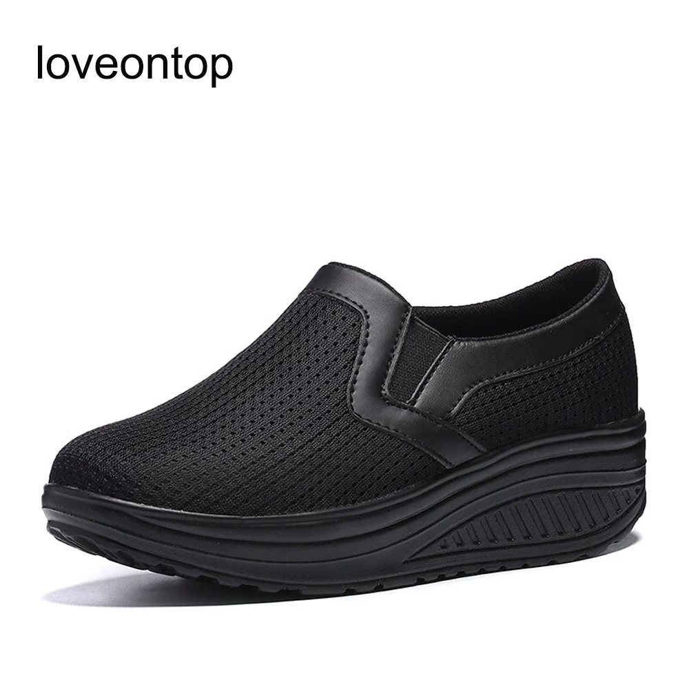 Loveontop, Нова дамски обувки на равна платформа, Лятна Ежедневни обувки на плоска подметка с дишаща мрежа, Жена Удобни обувки без закопчалка