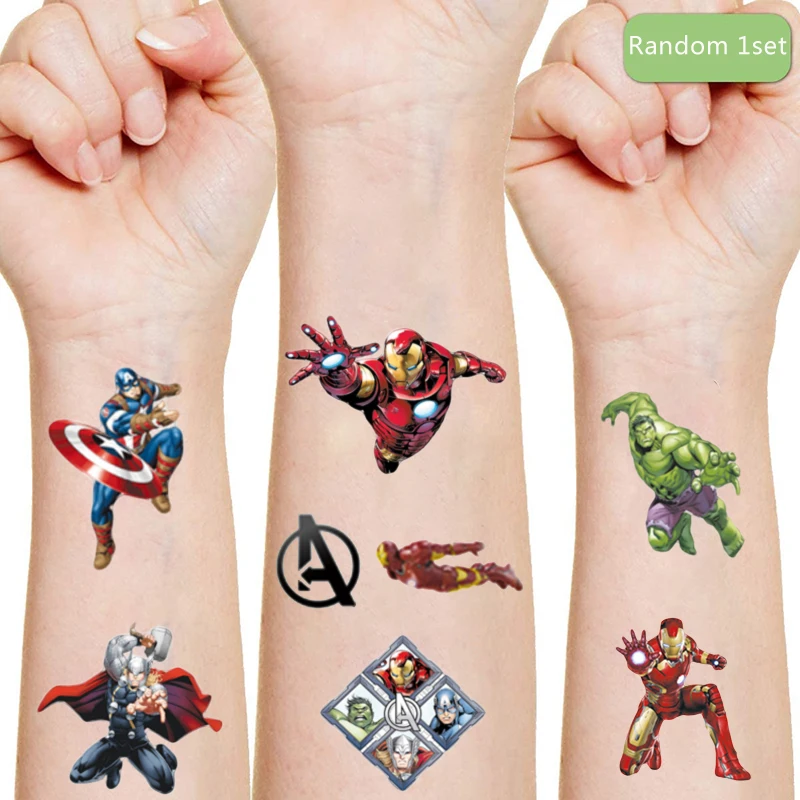 Marvel Отмъстителите Железния Човек Татуировка Стикер Случаен 1 бр. Фигурка на spider-man Карикатура За деца Момичета Коледен подарък за рожден ден