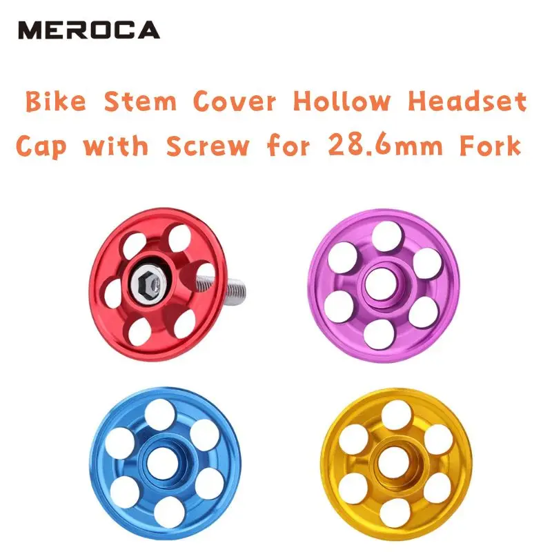 MEROCA Сверхлегкая капак за колоездене състав, Кухи капачка за слушалки с винт за вилици 28,6 мм, алуминиева сплав, Многоцветни велосипедни детайли