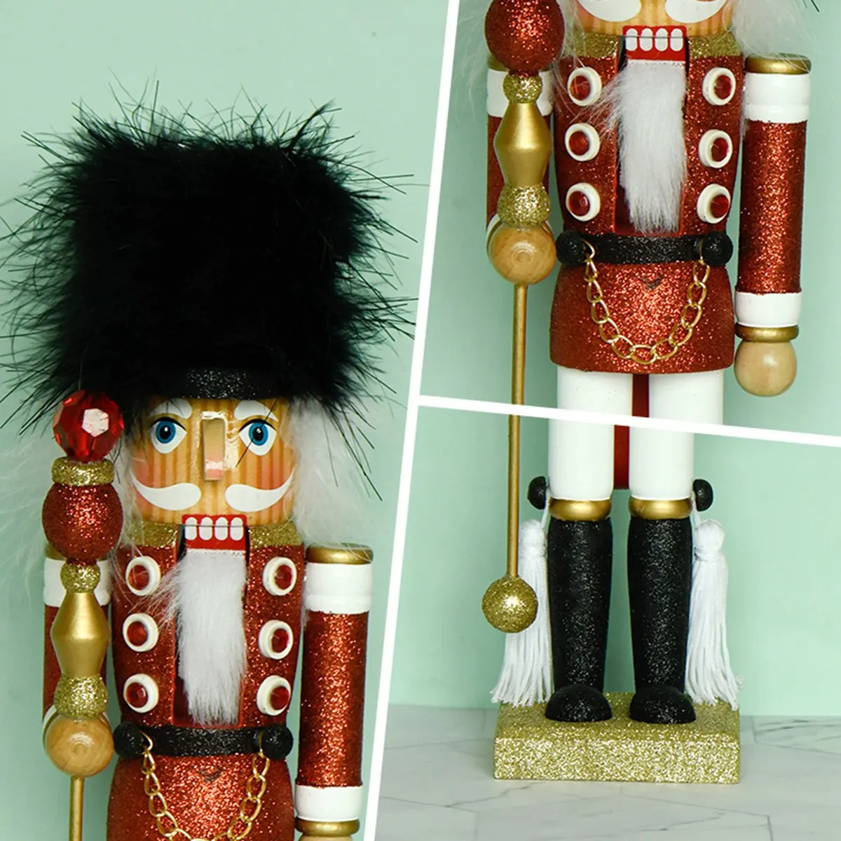 Дървени Орнаменти във формата на Крал Щелкунчика, Коледни украси, Дървени фигурки, играчки-кукли, Декори
