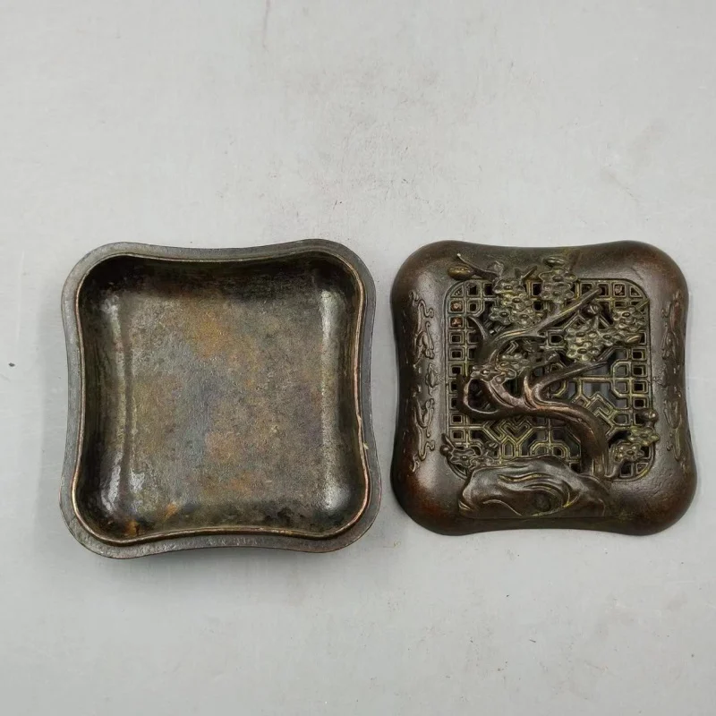 Една антична колекция, Малка Кадилница от чиста Мед, Медни кадилница за тамян, Мед паста с черно покритие Ruyi Тамян
