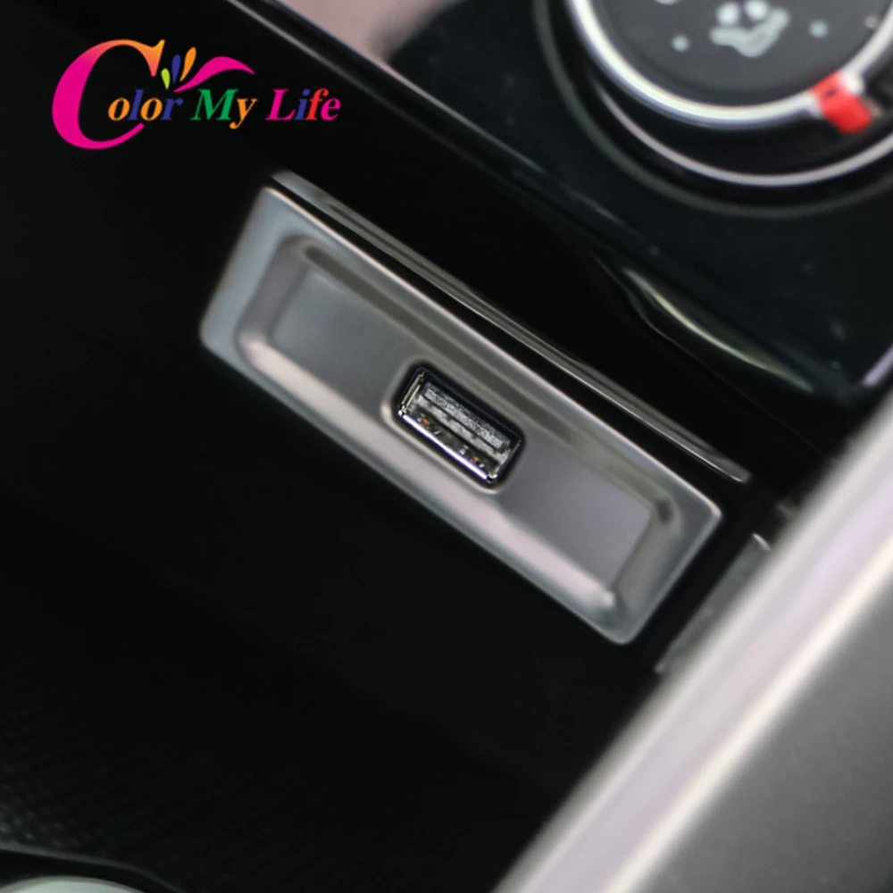 За Volkswagen Troc за VW T-Roc 2018-2023 Авто Предната централна USB панел от неръждаема Стомана, тампон на автомобилна USB панел, защитни етикети