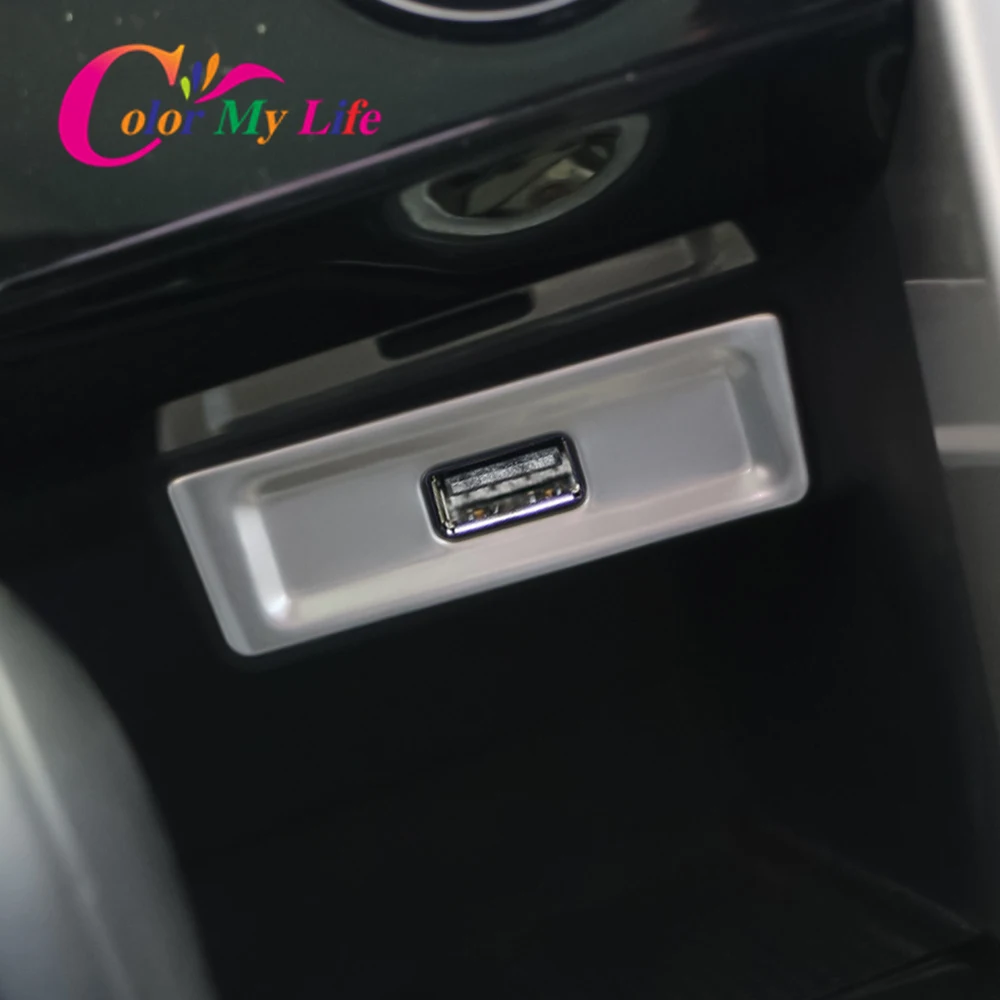 За Volkswagen Troc за VW T-Roc 2018-2023 Авто Предната централна USB панел от неръждаема Стомана, тампон на автомобилна USB панел, защитни етикети