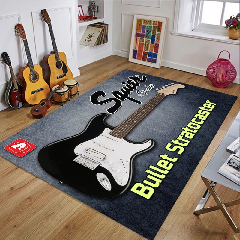 Килим с логото на Fender guitar, звукоизолирани подложка за пода на музикалната стая, декоративни килими за хол, спалня, кухня, баня