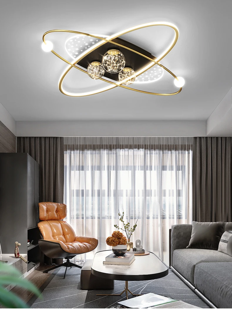 Модерен златен led тавана лампа за дневна, спалня, полилеи с дистанционно управление, кабинет, коридор, коридор, акрилни топка лампи