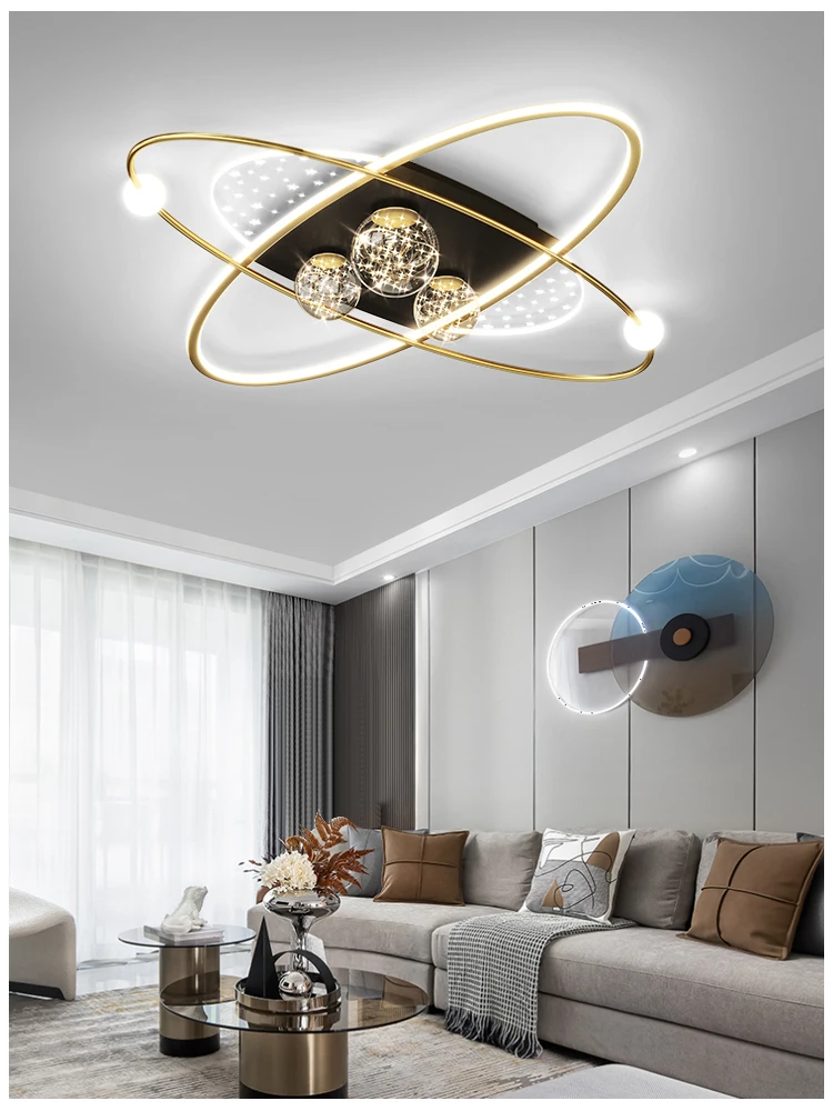 Модерен златен led тавана лампа за дневна, спалня, полилеи с дистанционно управление, кабинет, коридор, коридор, акрилни топка лампи
