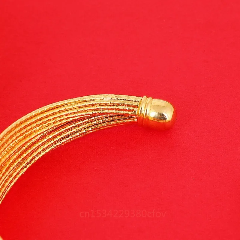 Модни луксозни не выцветающие бижута, Виетнамски гривна от пясък злато с няколко макари, женски гривна с множество пръстени от 24-каратово злато