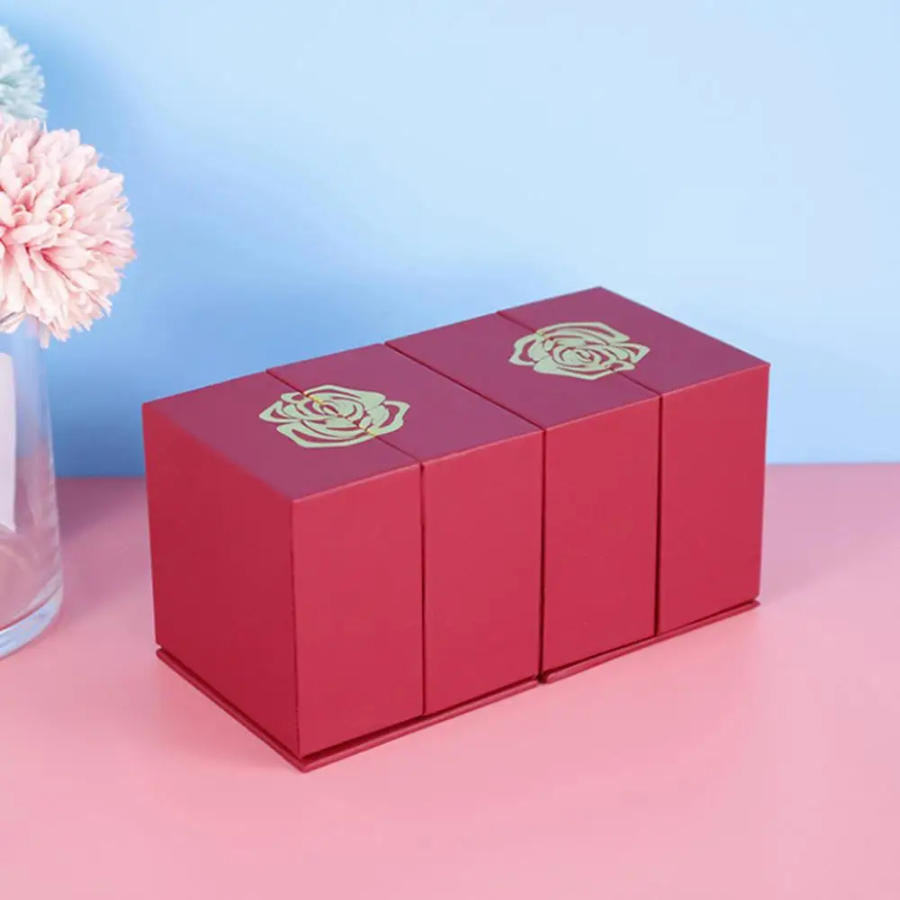 Розова кутия за пръстени, Червен Притежателя на Годежни пръстени, Огърлица, Бижутериен дисплей, Калъф за съхранение, Подарък гривна, Колие, Обеци, Кутия за опаковане на бижута