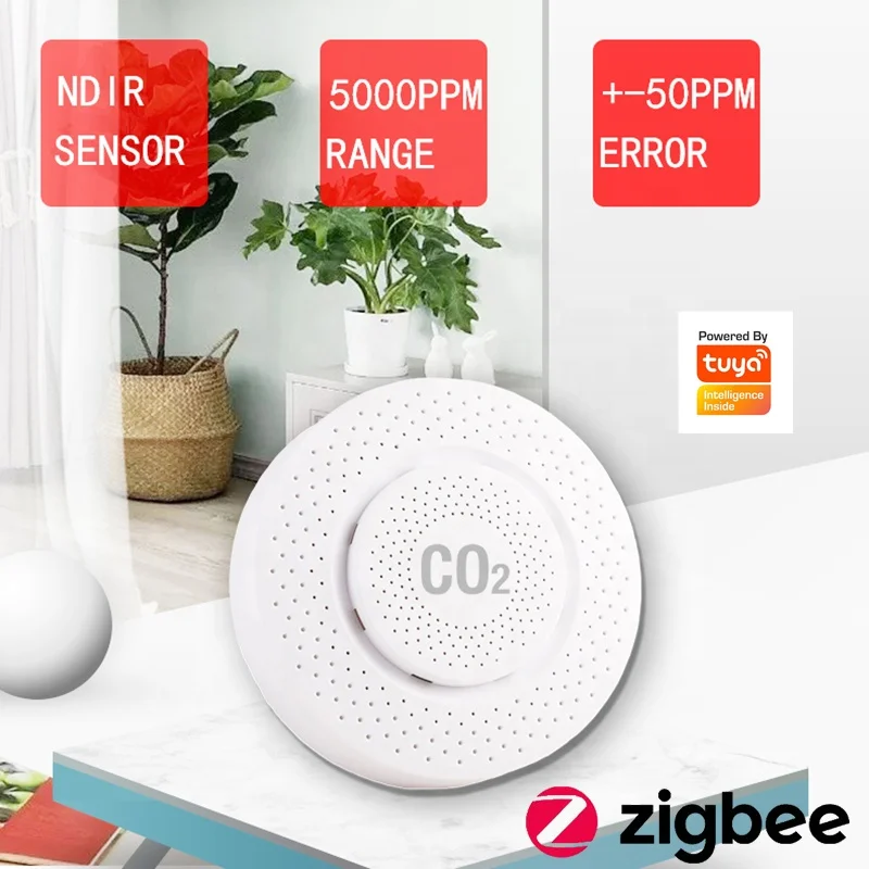 Сензор за въглероден двуокис на Hristo CO2 Протокол Zigbee NDIR Инфрачервен детектор на CO2 Приложението Home Smart Life Сензор за качеството на въздуха Co2 Zigbee
