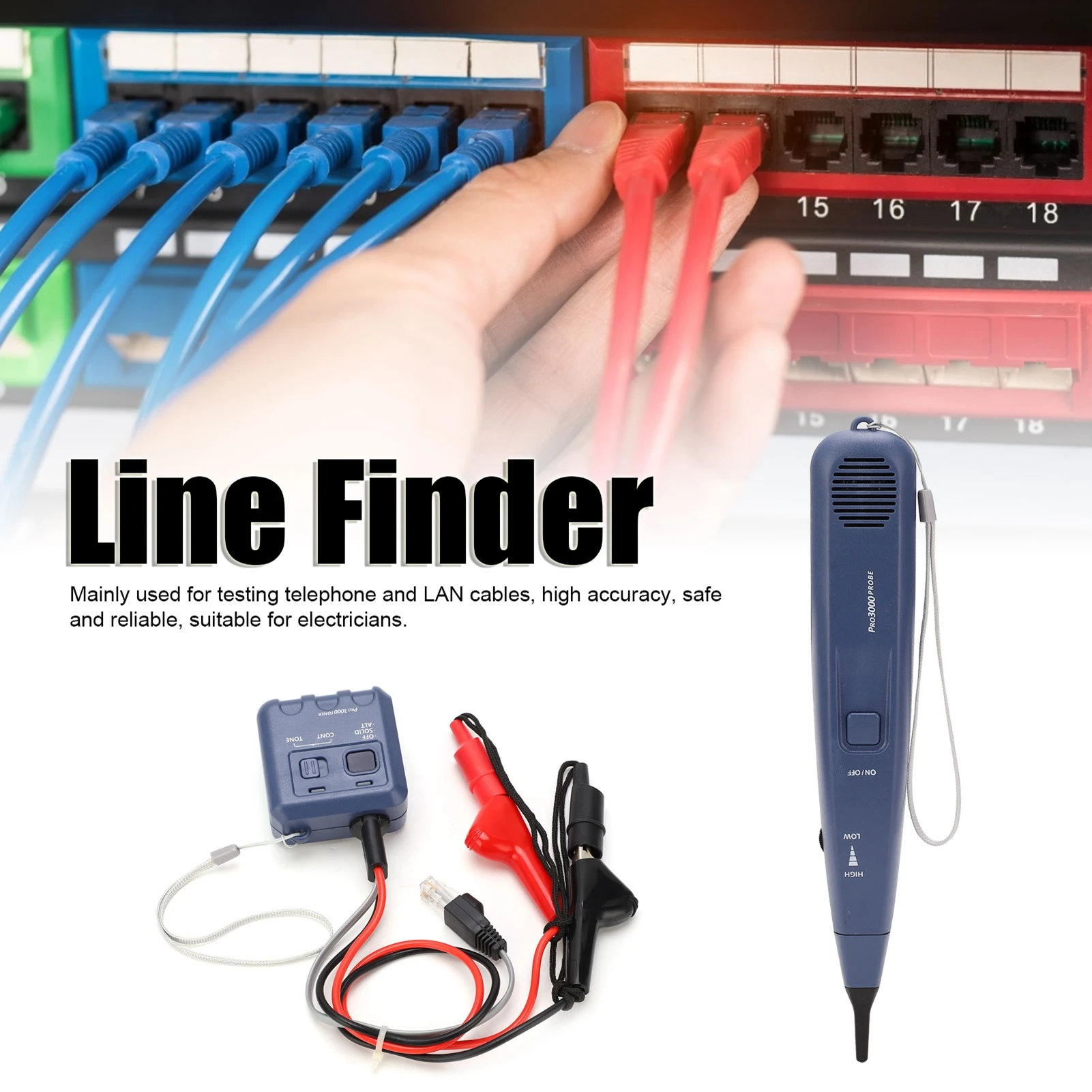 Тестер за мрежови кабели Ръчно Търсене на телефонна линия Аудиогенератор Детектор на кабела Локатор Домашен Инструмент